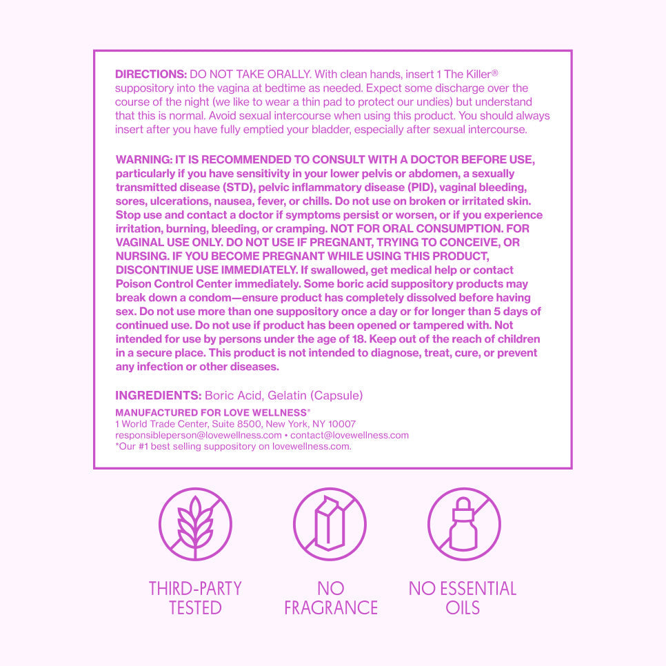 The Killer® Boric Acid Suppositories #023VJ